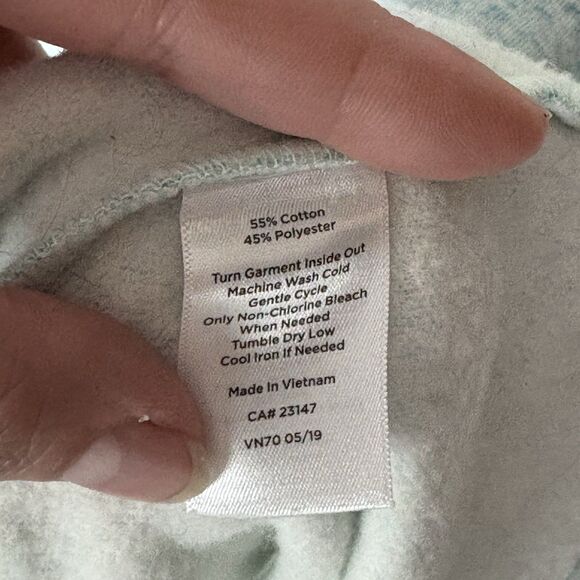 T BY TALBOTS Sweatshirt Fleece Cotton Blend Speckled V-Neck Pullover Aqua Blue M - Picture 5 of 7